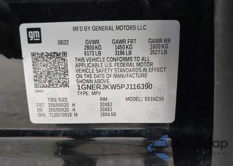 2023 Chevrolet Traverse Fwd Rs из США, поврежденный, VIN 1GNERJKW5PJ116390